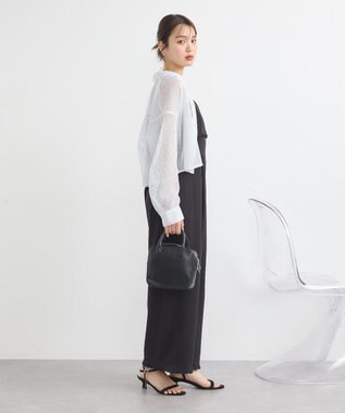 earth music&ecology ミニフリルフロントジップロンパース Black