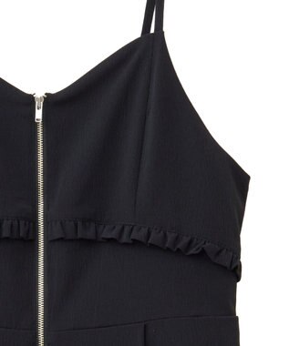 earth music&ecology ミニフリルフロントジップロンパース Black