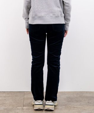 caqu スリムストレート 裏起毛コーデュロイパンツ navy