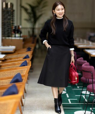 ANY SIS L ビューティサーモ2WAYストレッチ フレアスカート ブラック