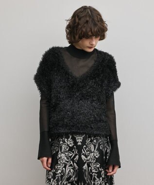 GRACE CONTINENTAL ラメフェザーベスト ブラック