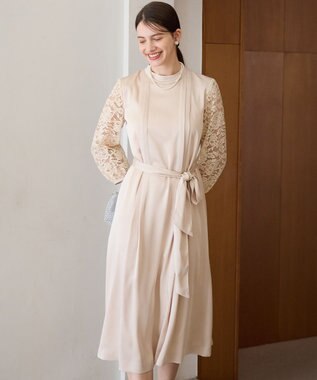 23区 L 【APPLAUDIR】ノーブルサテン レースコンビドレス