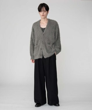WEGO 【2025秋冬新作/ユニセックス着用ITEM/SMLサイズ展開】フェザーニットカーディガン グレー