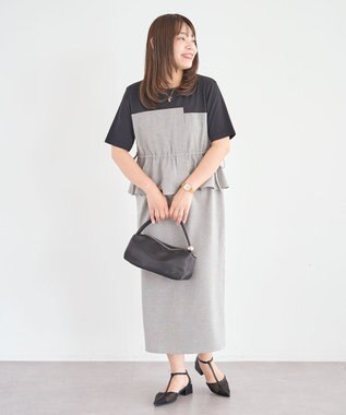 Green Parks 異素材ドッキングワンピース Gray Mixture