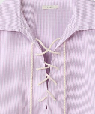LENO SKIPPER SHIRTS CANDY STRIPE / スキッパーブラウス PINK