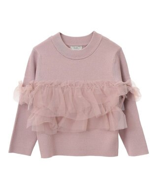 earth music&ecology 胸元チュールドッキングニットプルオーバー Pink