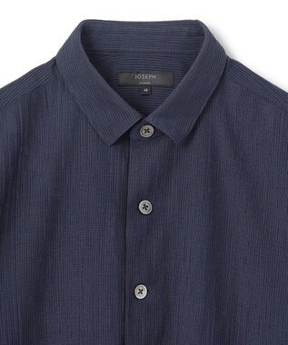 JOSEPH HOMME 新素材【通気性/洗える/ストレッチ】トリコワッシャーストレッチ　レギュラーカラー半袖シャツ ネイビー系