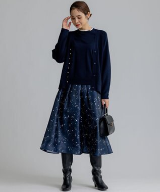 組曲 スターリットプリント タックフレアスカート ネイビー系5