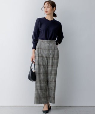 組曲 T/Rツイルストレッチ ワイドパンツ ベージュ系3