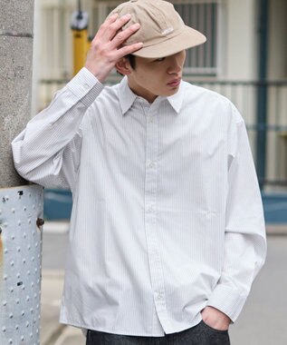 WEGO 【ユニセックス着用ITEM/MLサイズ展開】クロップドブロードシャツ ホワイトストライプ