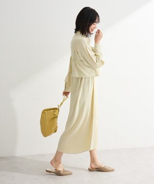 Green Parks ＳＥＴ２点フリルビスチェ＋シャツワンピース Light Khaki
