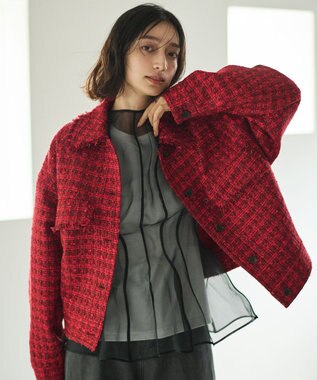 #Newans オーガンジーパネルブラウス ブラック