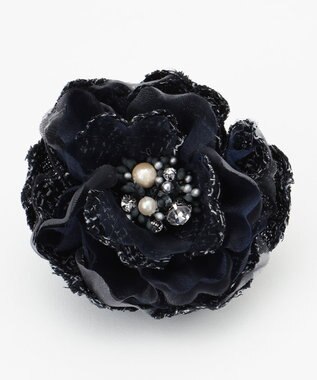 J.PRESS LADIES ツイード コサージュ ネイビーミックス系