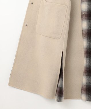 自由区 【リバーシブル】ウールリバー ノーカラーロングコート キャメル系