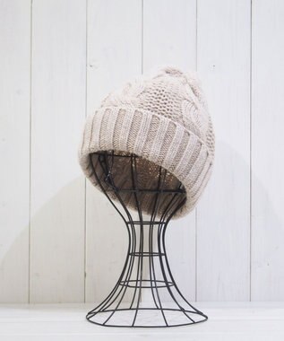 石田製帽 〈新色追加！〉カシミヤニット アラン編みワッチN ニット帽 ベージュ