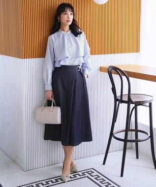 ANY SIS シャンブレーベルティッド スカート シャンブレーブルー