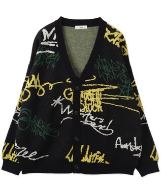 WEGO リラックスフィットパターンカーディガン ブラック