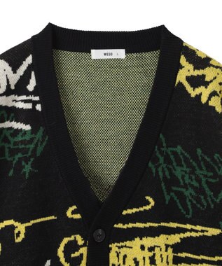 WEGO リラックスフィットパターンカーディガン ブラック