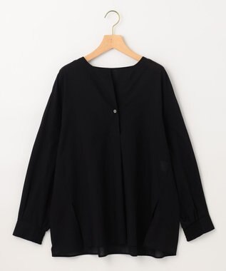 組曲 【洗える】ナチュラルローンスキッパー ブラウス ブラック系