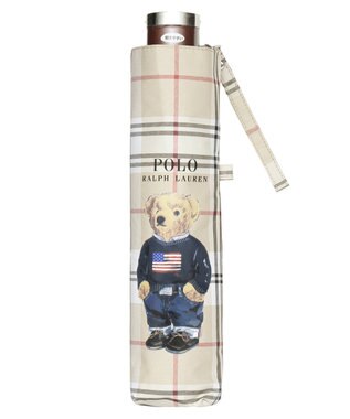 MOONBAT 【軽量】POLO RALPH LAUREN 晴雨兼用日傘 折りたたみ傘 チェック／遮光 遮熱 UV 簡単開閉 ベージュ
