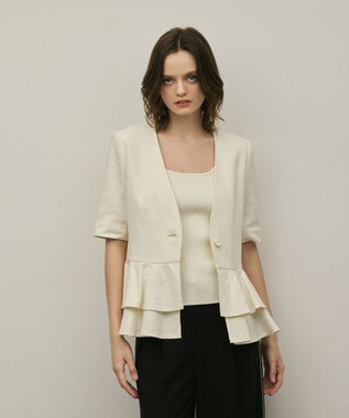 GRACE CONTINENTAL ペプラムツイードジャケット キナリ