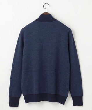 JOSEPH ABBOUD 【キングサイズ・洗える/軽い】シェニールヤーンジャカード ジップ ブルゾン ダルブルー系