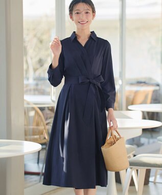 Tiaclasse カシュクールシャツワンピース ネイビー