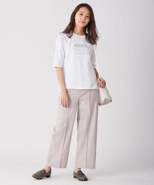 J.PRESS LADIES 【洗える】T/Rシャークスキン セミワイド パンツ ピンク系