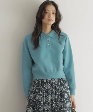 組曲 L オーガンスキッパー ニット ターコイズブルー系