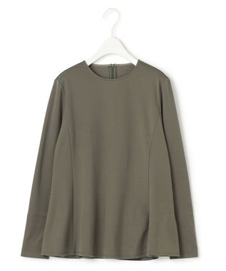 ICB 【洗える】リバーストレッチジャージー ペプラムカットソー アッシュカーキ系