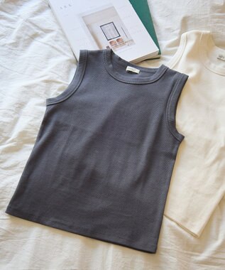 earth music&ecology リブタンクトップ Charcoal Gray