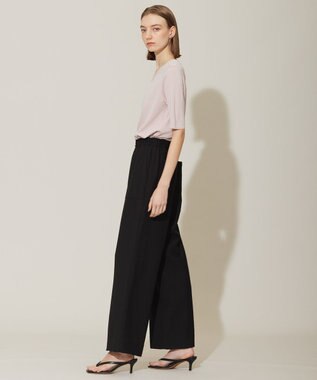 ICB 【洗える】ワッシャーツイル ワイドストレートパンツ ブラック系