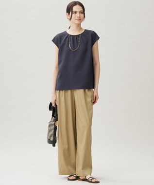 自由区 S 【洗える】ラスティックメッシュバックボウタイ ブラウス ネイビー