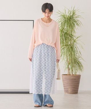 AMERICAN HOLIC バック切替シアー長袖トップス Peach