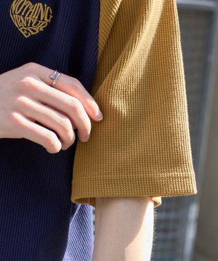 WEGO 【ユニセックス着用ITEM/MLサイズ展開】ワッフルラグランT（SS） ネイビー