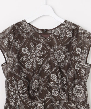 自由区 ロータスタイルプリント ワンピース ブラウン
