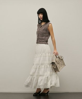 GRACE CONTINENTAL ピンタックティアードスカート ホワイト