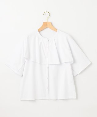 組曲 【洗える】ブラウスライクジャージーポンチョライク カットソー アイボリー系