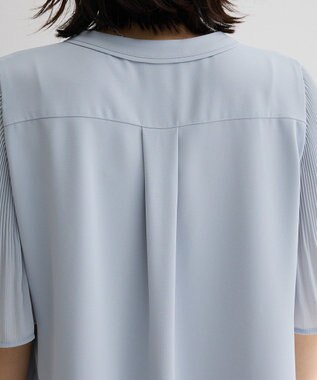 Green Parks 袖プリーツブラウス Blue Gray