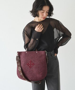 russet スリム2WAYトートバッグ <ナイロンラフィア>(CE-1717-WEB) Bordeaux