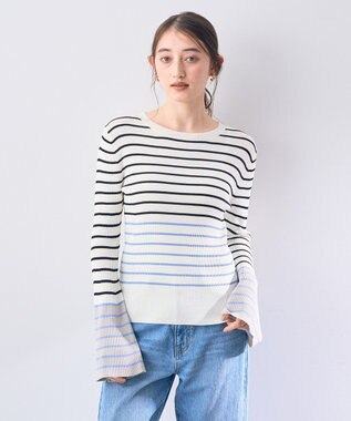 YECCA VECCA マルチボーダー柄ニット Ivory