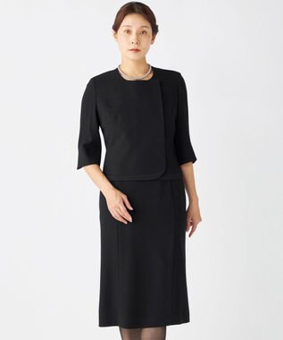 自由区 FORMAL 【高級トリアセテート素材】レベッカBSジョーゼット ジャケット+ワンピース ブラック系