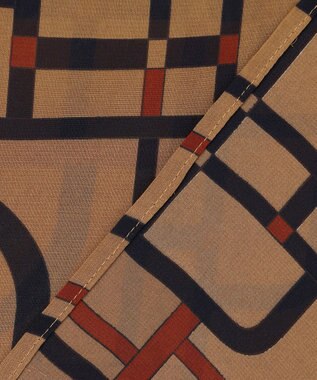 自由区 ジオメトリックレトロプリント ブラウス ベージュベース