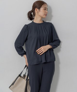 組曲 S 【WEB限定・2WAY】ジョーゼットシフォンレース襟 ブラウス ネイビー系
