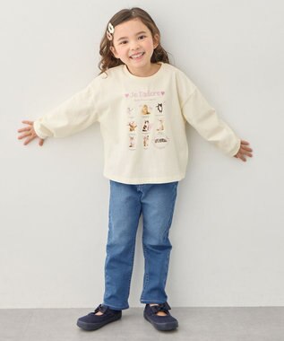 ANY KIDS 【綿100%】ネコアソート 長袖Tシャツ エクリュ