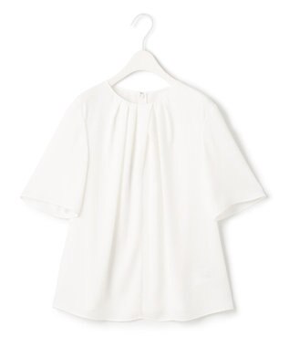 ICB 【洗える】ソフトジョーゼット　ランダムタックブラウス オフホワイト系