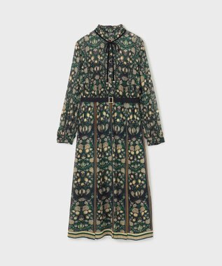 GRACE CONTINENTAL ハイネックボウタイプリントワンピース ブラック