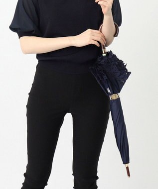 MOONBAT 【遮光/晴雨兼用日傘】POLO RALPH LAUREN(ポロ ラルフローレン) エンブフリル 長傘 遮熱 UV ネイビーブルー