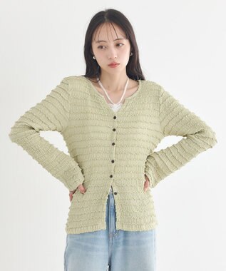 earth music&ecology 【予約】シャーリングカットカーディガン ミント