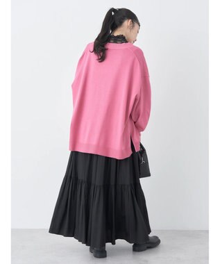 earth music&ecology サイドスリットルーズＶネックカーディガン Pink